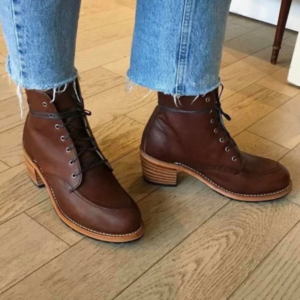 Red Wing Shoes Brown Leather Lace-Up Ankle Boots